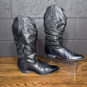 Capezio Black Leather Fringe Western Dance Boots Women’s 9 Pointed Toe